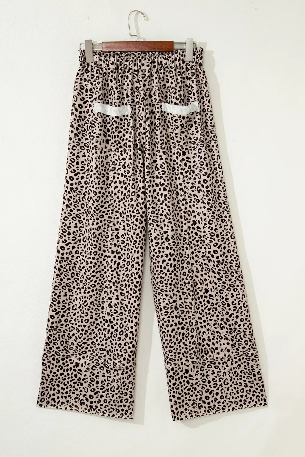 Leopard Print Wide-Leg Pants with Drawstring