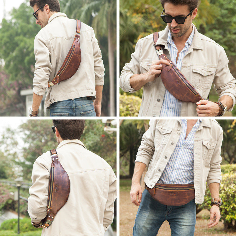 Men's Retro Leather Waist Crossbody Bag