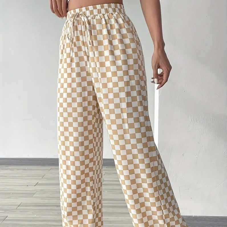 Pantalones de pata ancha de talle alto a cuadros