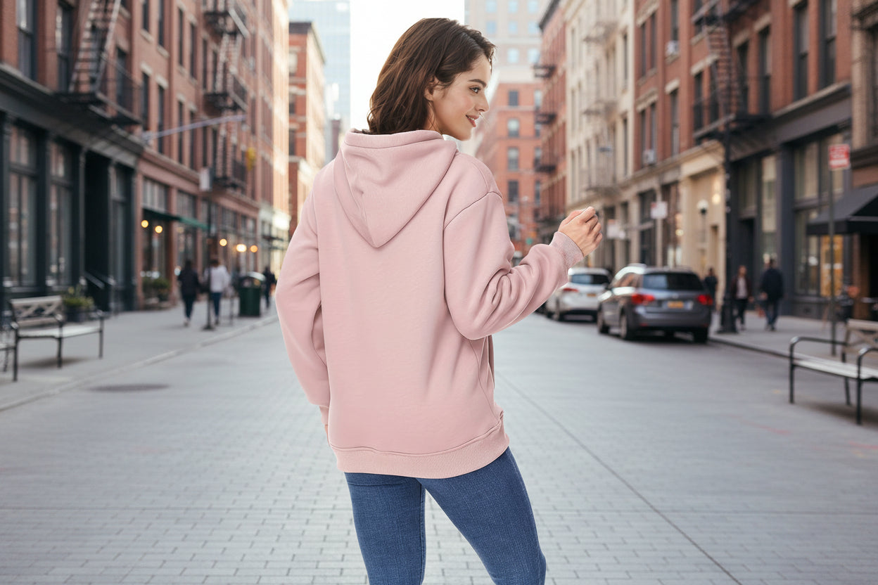 🖤 Sudadera con capucha de terciopelo de invierno para mujer — Sudadera cálida de color liso