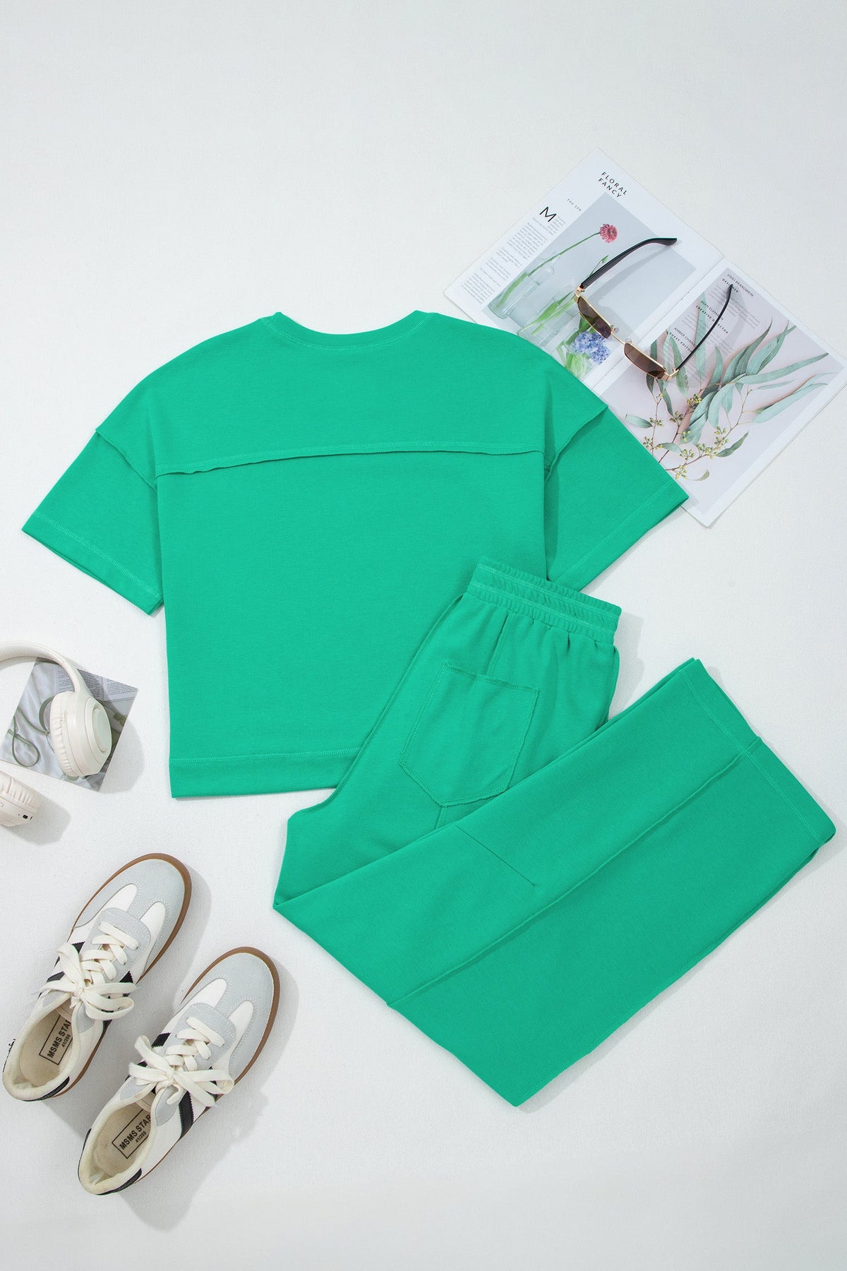 Women's Drop Shoulder Boxy Tee and Barrel Pants Set
