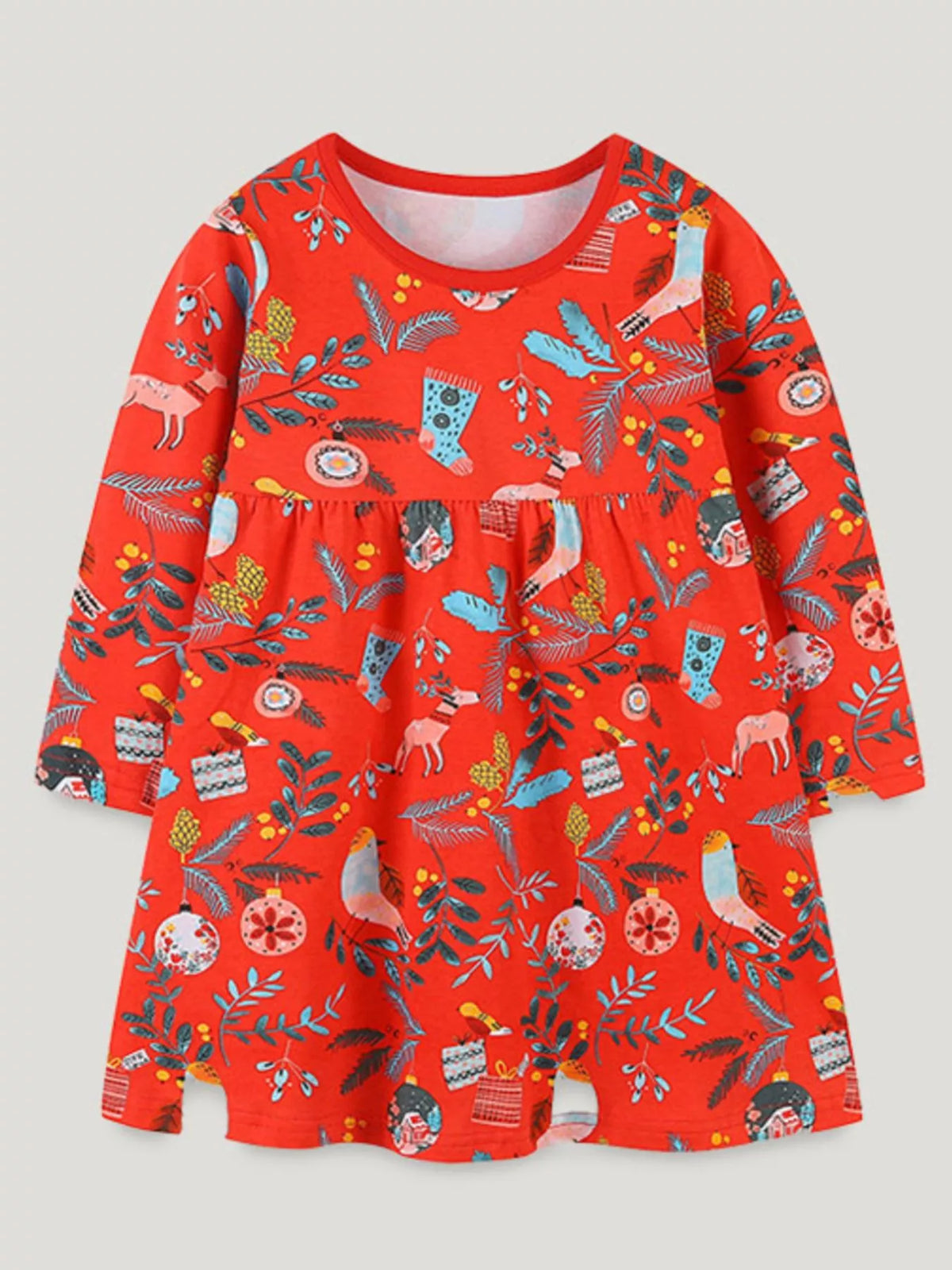 Children's Christmas Print Long Sleeve Dress
