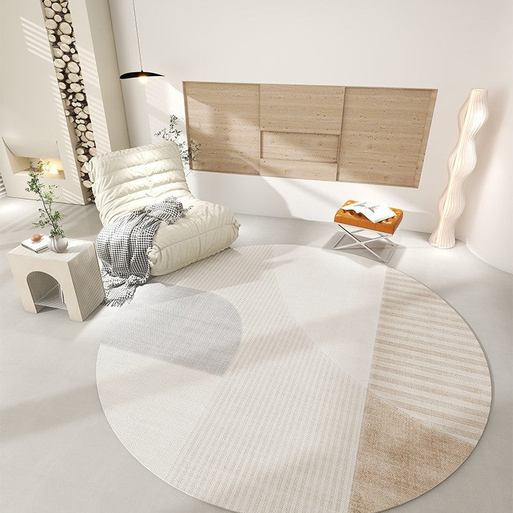 Round Cashmere Look Rug For The Bedroom Home Use