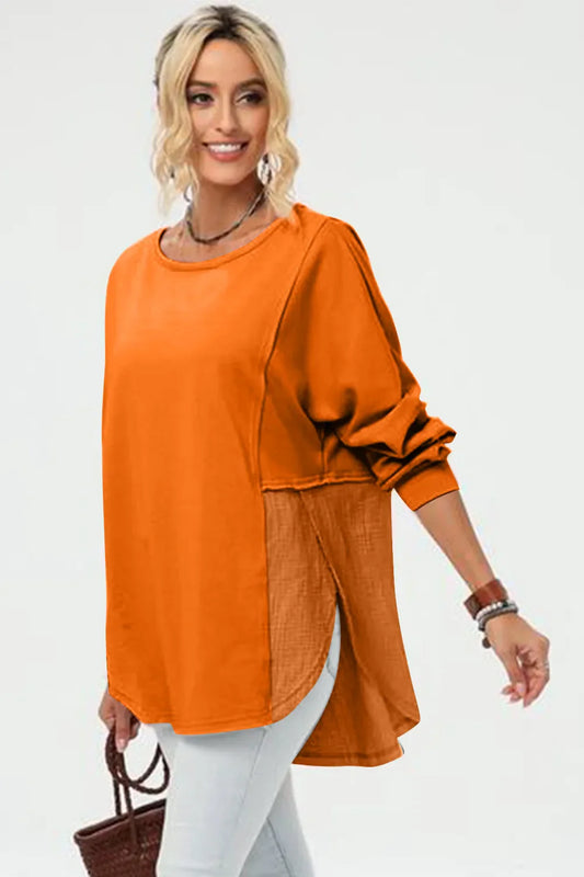 Camiseta de manga larga con diseño asimétrico "Double Take" para mujer