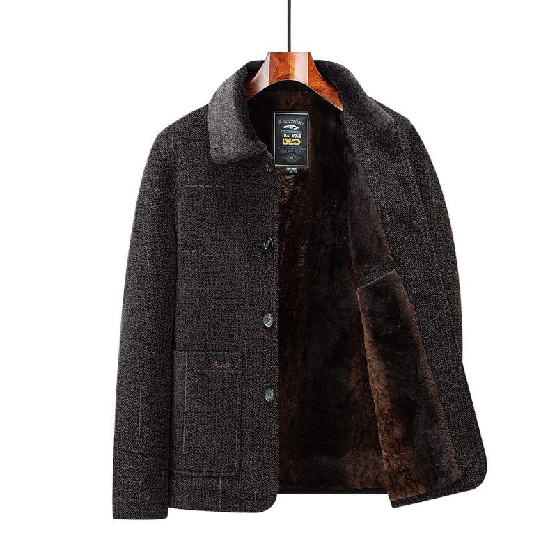 Middle-aged And Elderly Cotton-padded Jackets Dad-style Outerwear Lapel Wool Coats
