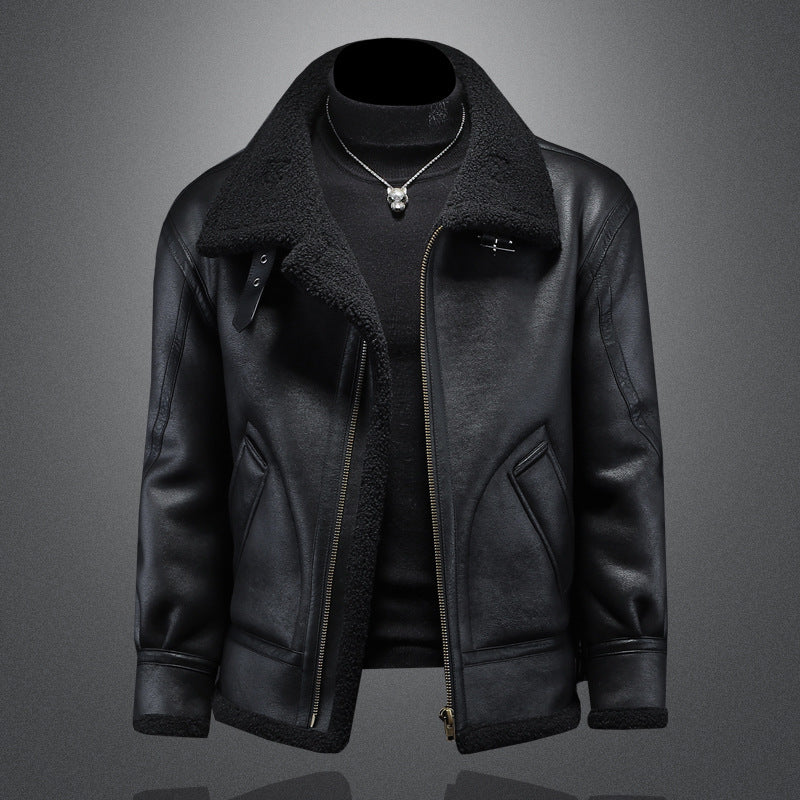 Plus-size Casual Leather-and-fur Jacket
