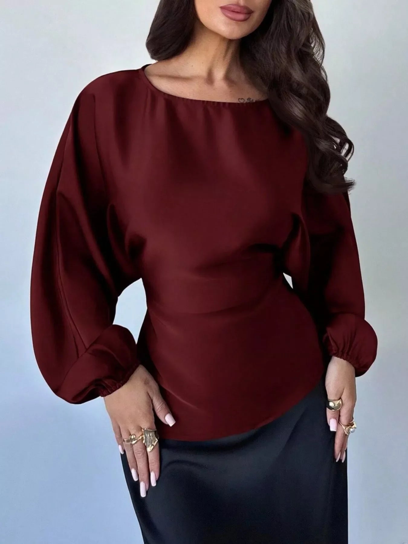Polka Dot Round Neck Blouse
