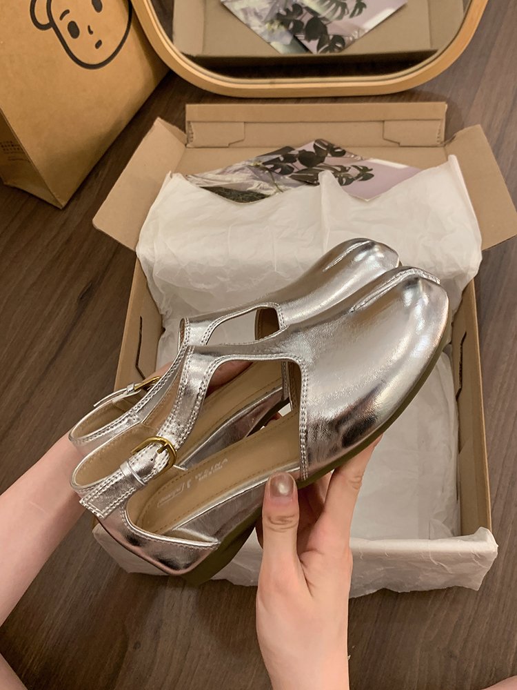 2026 Summer New Minimalist Flat Split Toe Mary Jane Shoes For Women, Single Strap Closed Toe Sandals For Outdoor Wear