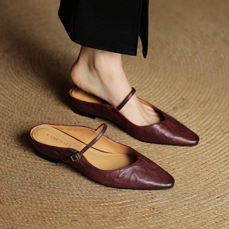 Women's Closed Toe Cowhide Slippers