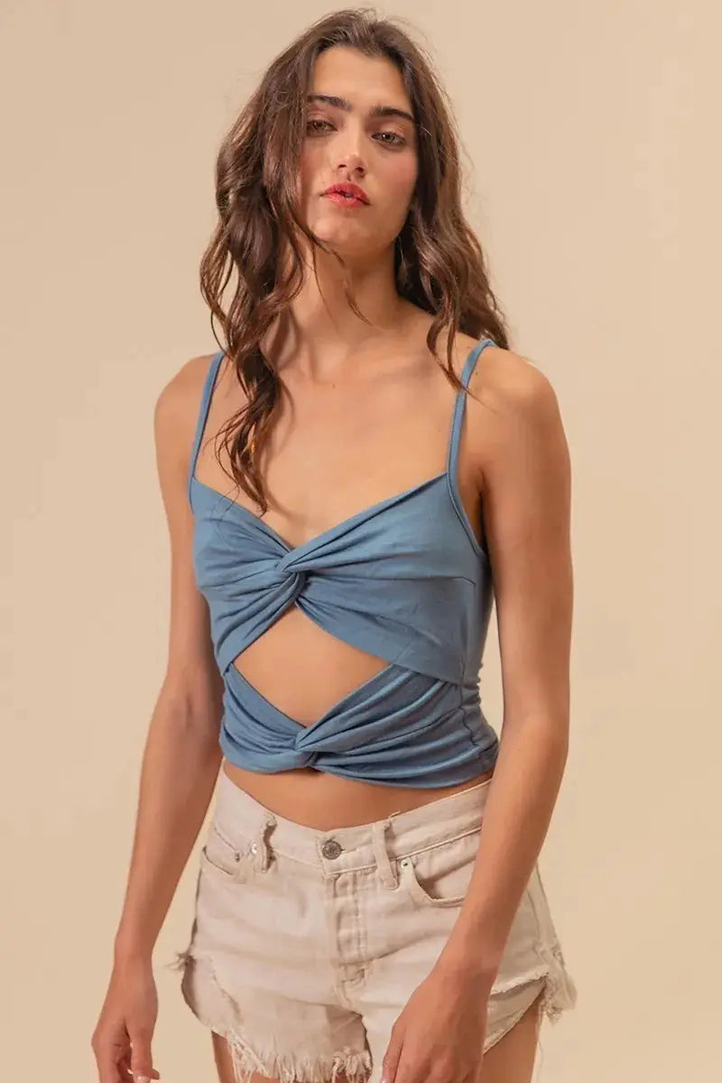 Trendsi Double Twist Cami Tank Top Denim