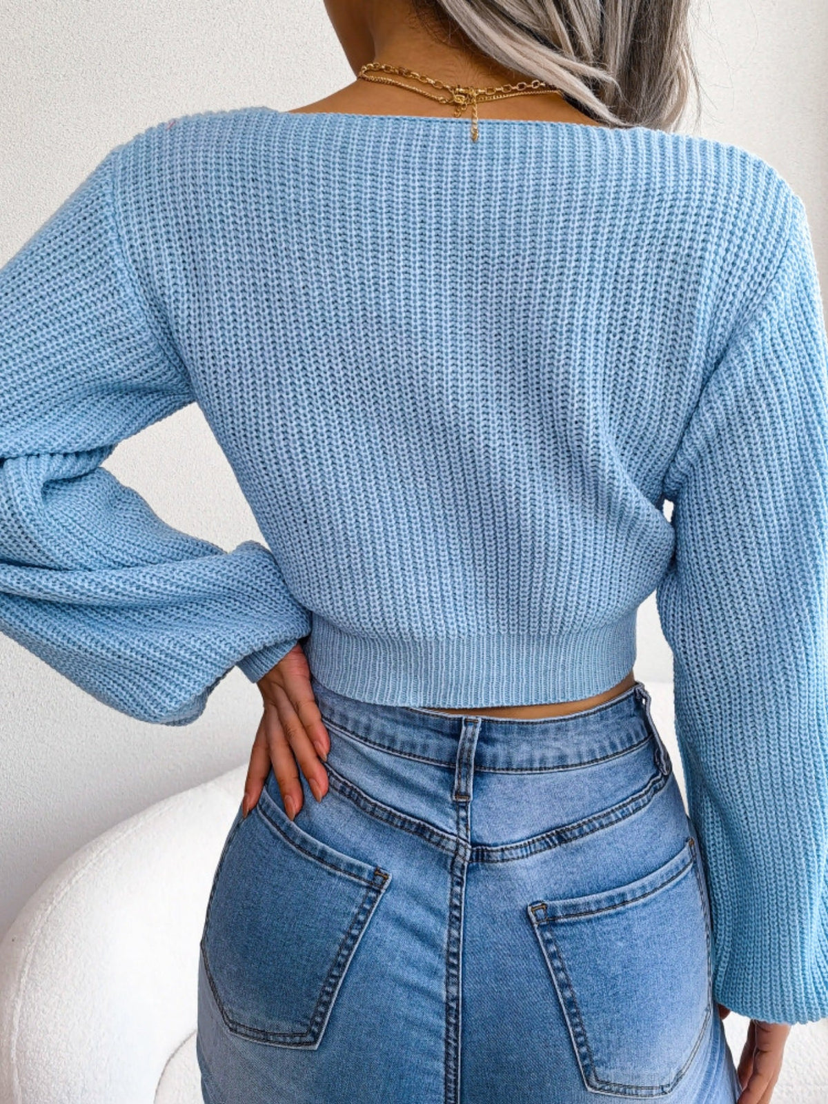 Tie-Front Cropped Sweater