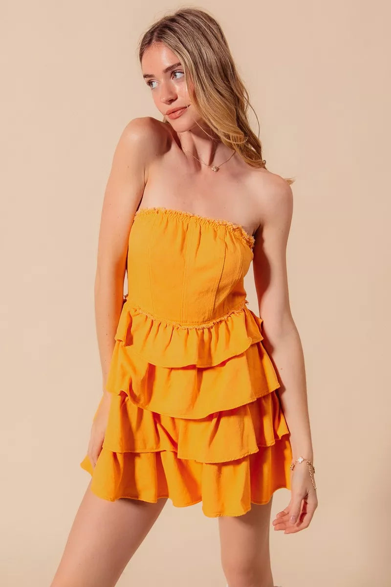 Vestido con capas de volantes sin tirantes SO ME "Game Day Cheer Up"
