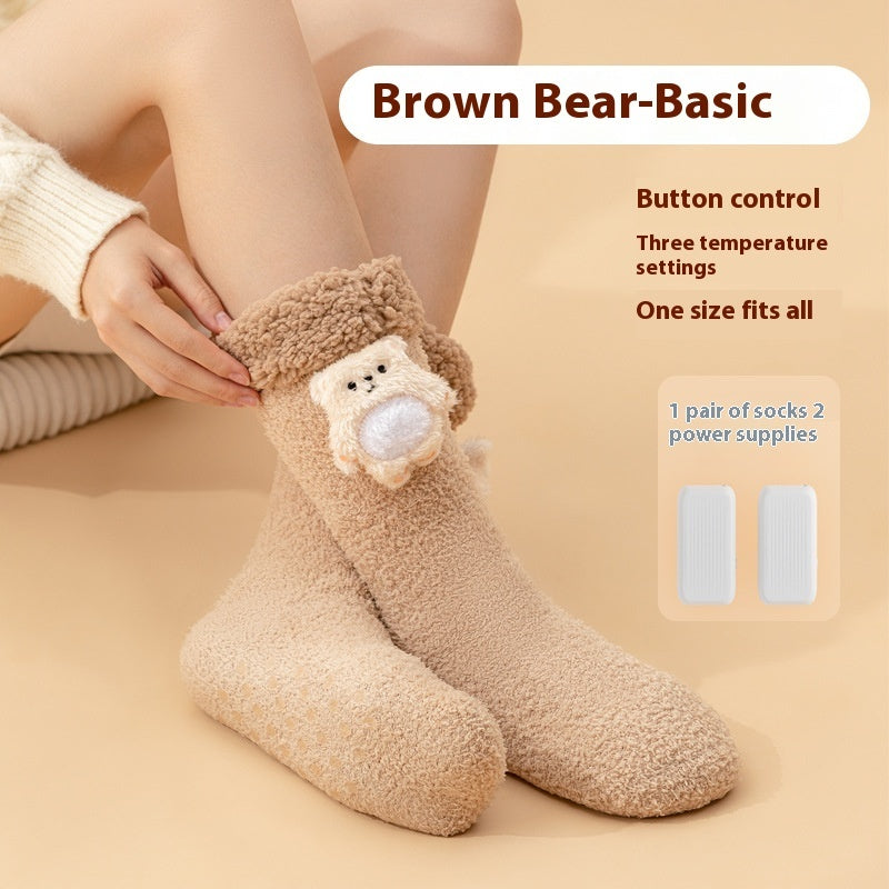 Thickened Fleece Warm Feet Electric Heating Socks