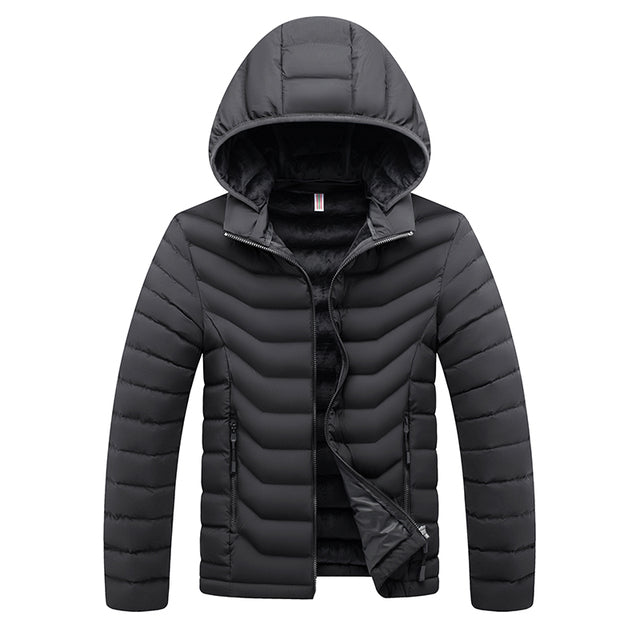 Men's Winter Casual Hooded Parka Jacket with Detachable Hat