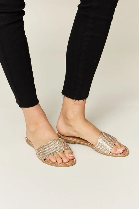 Sandalias planas de puntera abierta con diamantes de imitación WILD DIVA
