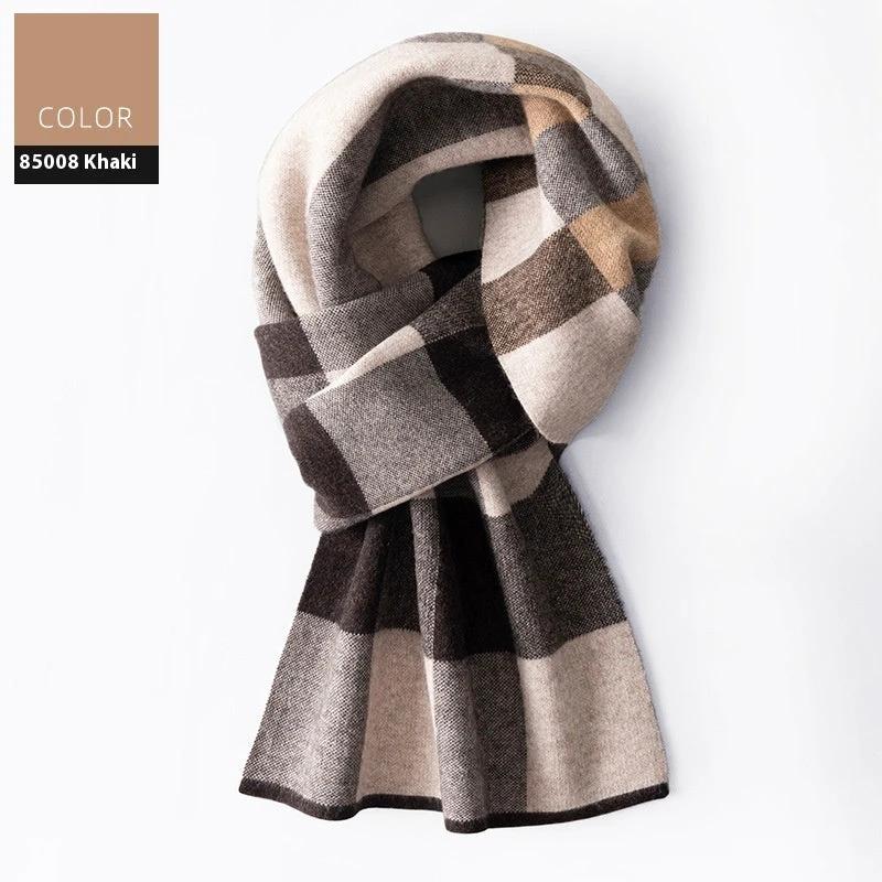 Men's Wool Winter Plaid Double-sided Scarf