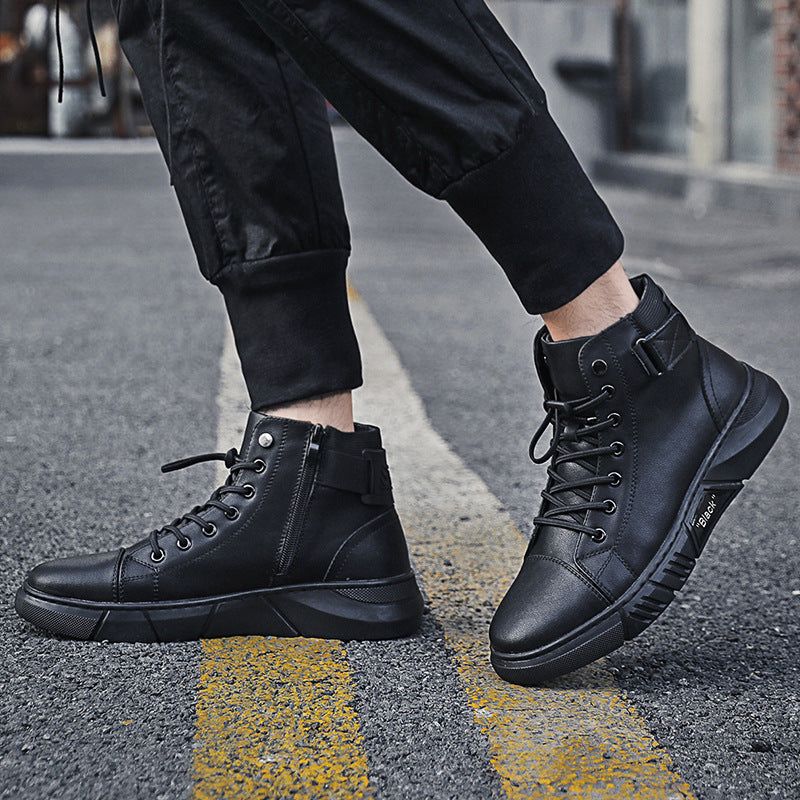 Men's Martin Plus Cashmere Leather High-Top Sneakers