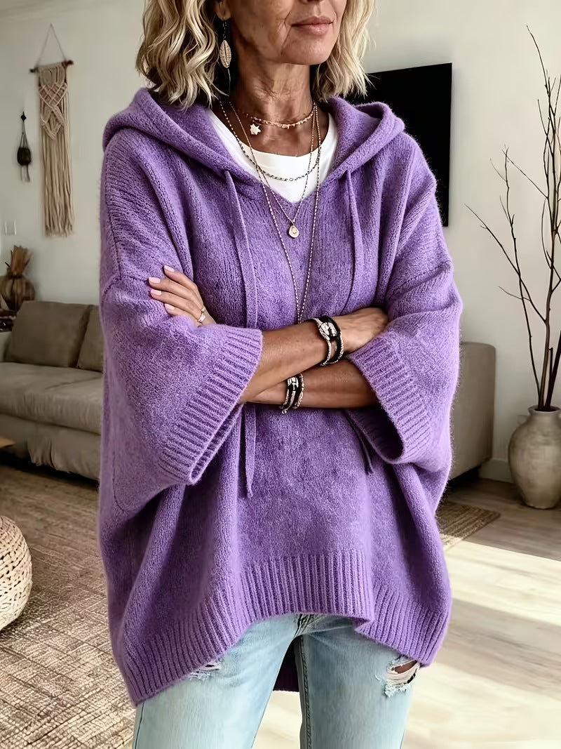 Hooded Batwing Knit Sweater New Fallwinter Style Loose-fitting