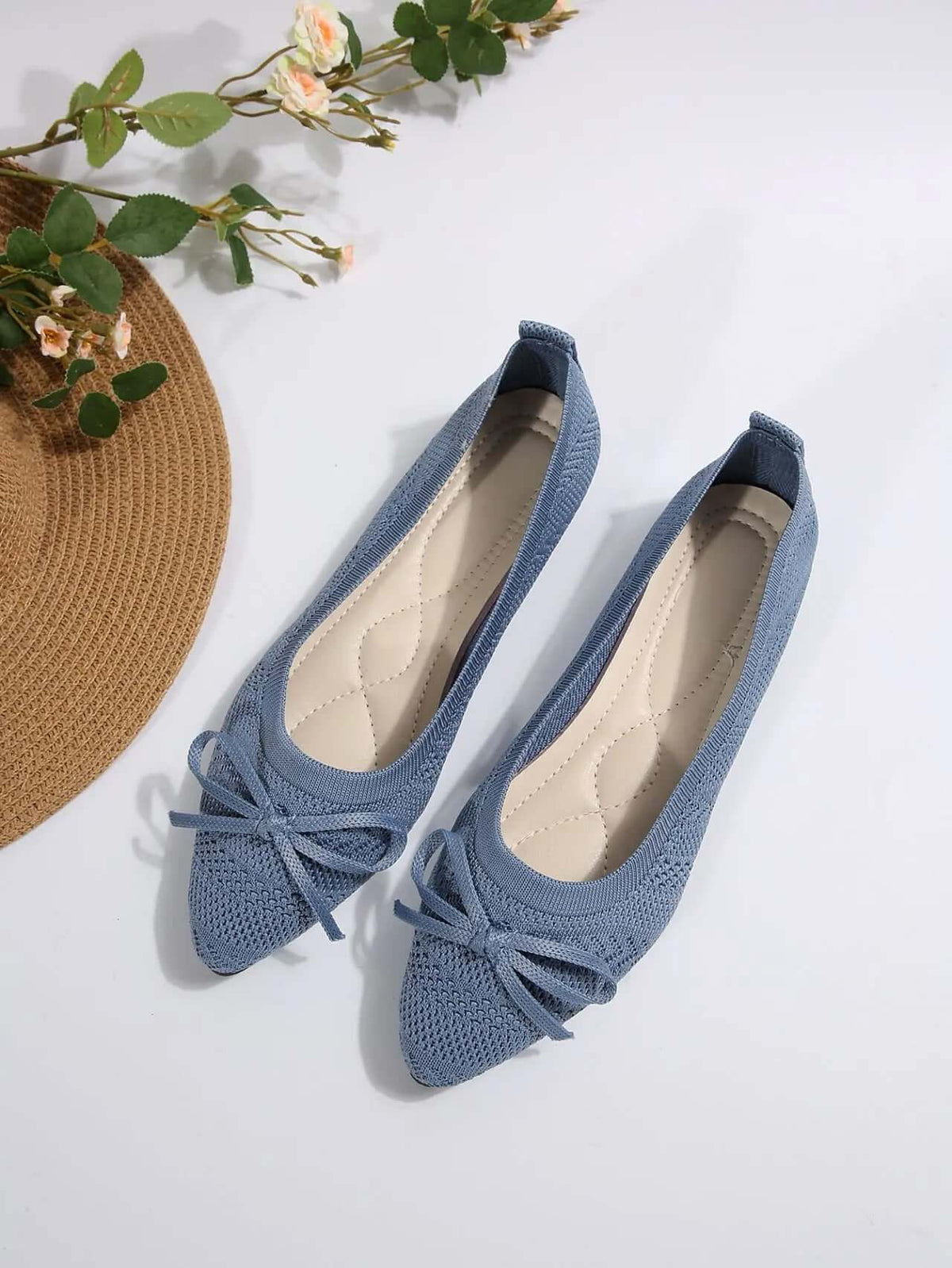 Knitted Pointed Toe Flats for Women – Fashion Slip-On Shoes