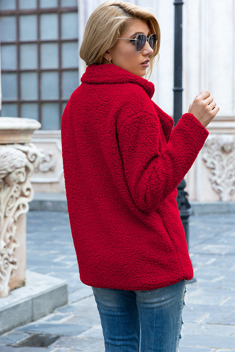 Abrigo de Sherpa con Cuello Solapa Completo Ivy Lane
