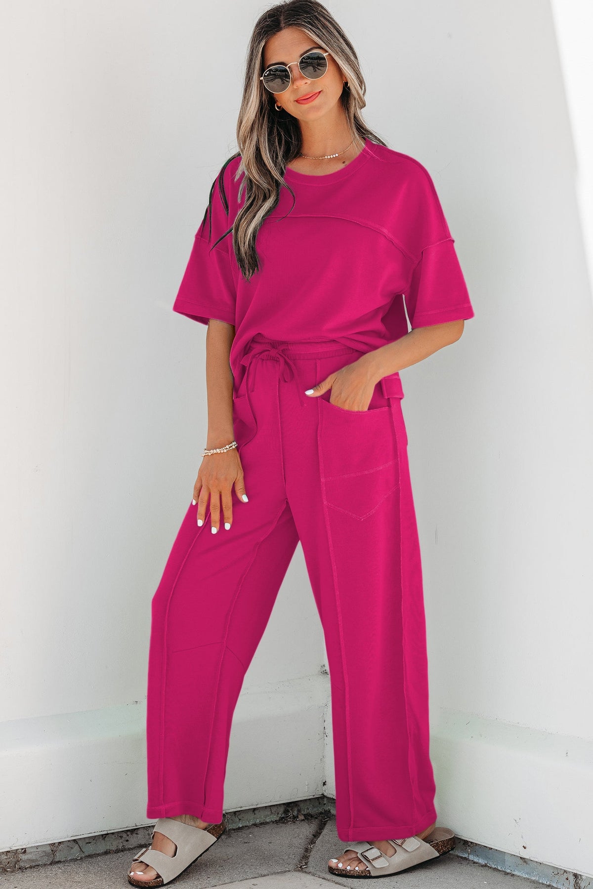 Women's Drop Shoulder Boxy Tee and Barrel Pants Set