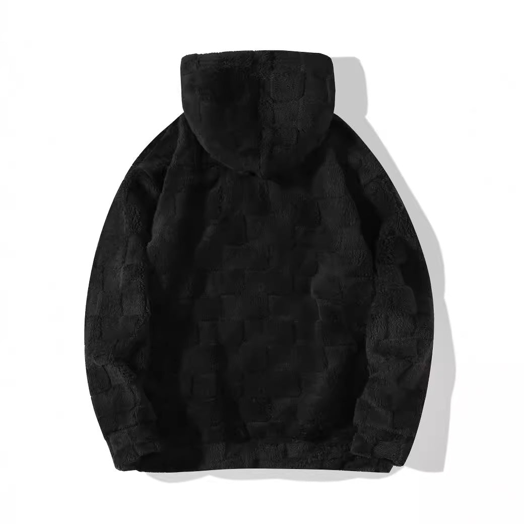 Men's Plaid Loose-fit Hooded Sweatshirt