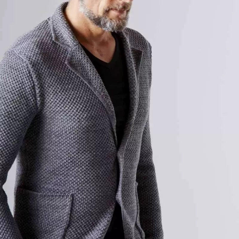 European And American Cross-Border Exclusive Independent Station Autumn And Winter Lapel Suit Casual Knitted Jacket Cardigan Sweater Jacket For Men