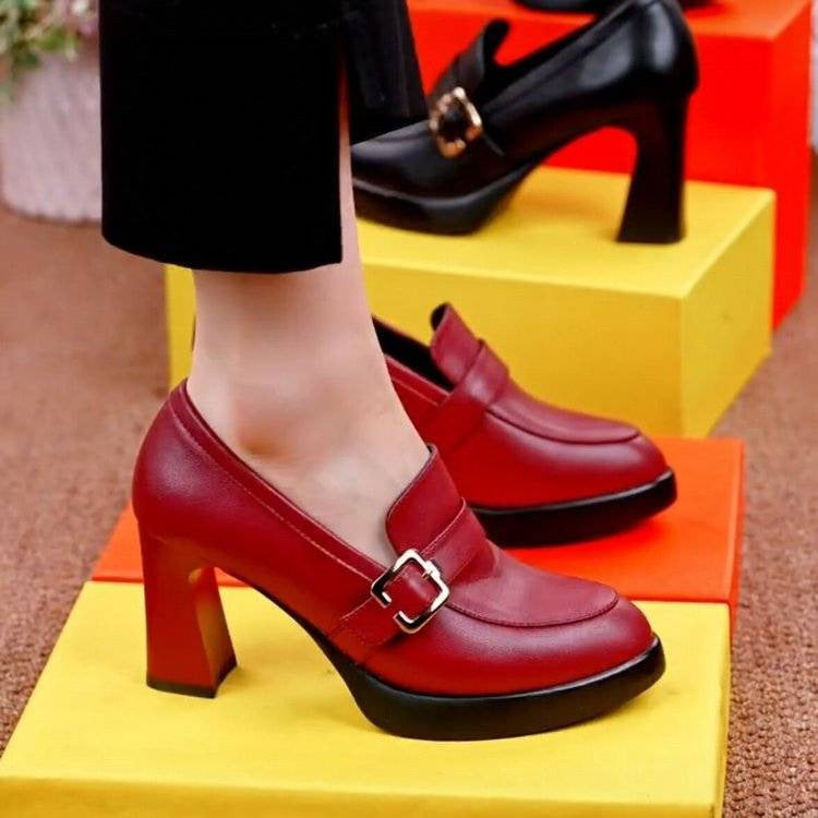 Women's Thick Soled Buckle Heels