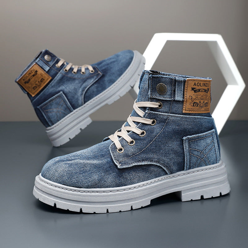 Denim High-Top Casual Boots