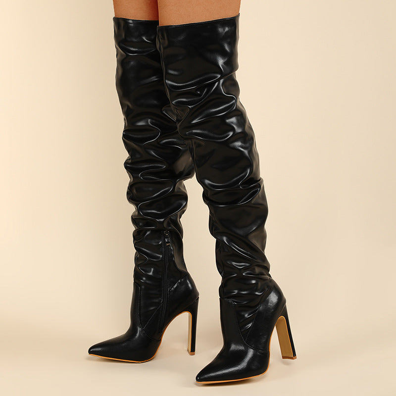 Chunky-heeled Womens Boots With A Side Zipper