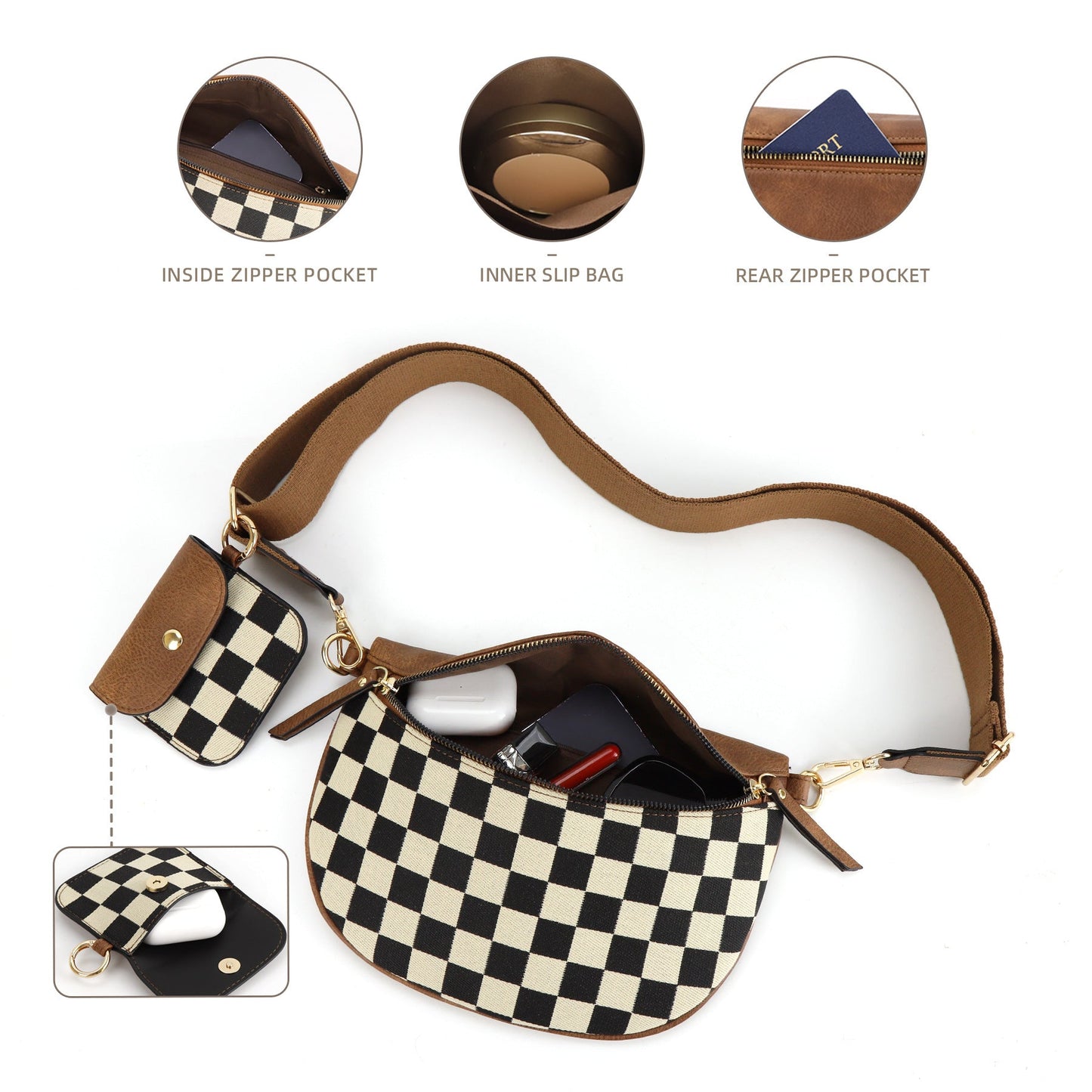 Plaid Messenger Travel Bag