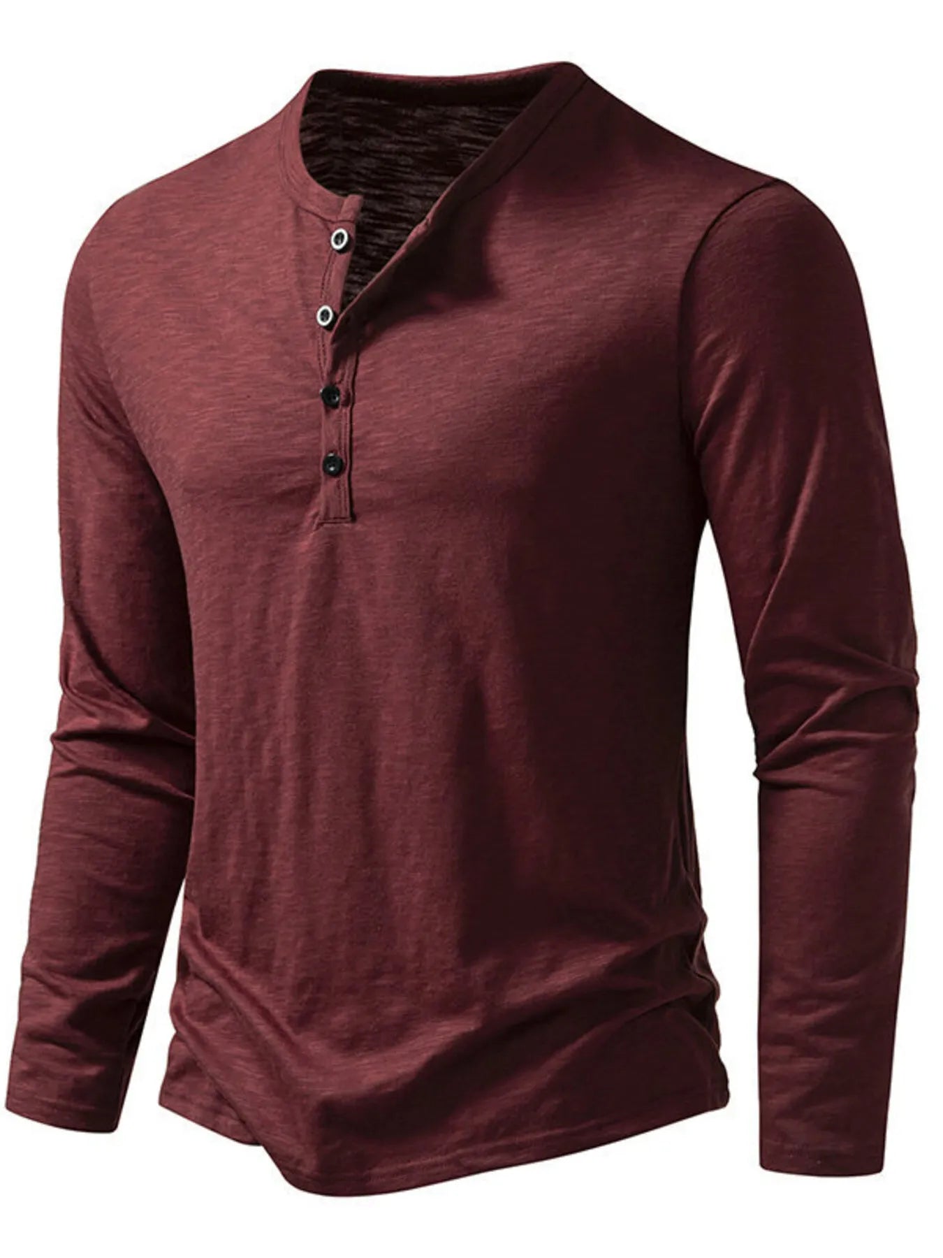 Camiseta de manga larga con botones para hombre
