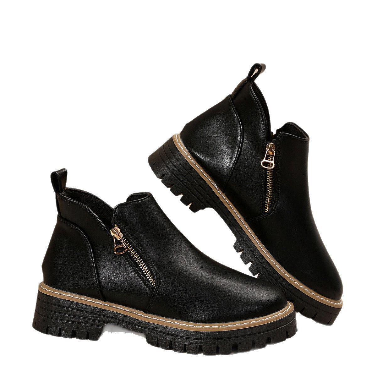 Round-Toe High-Heel Boots