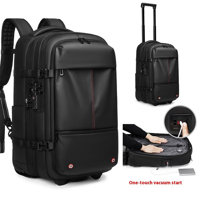 Unisex Vacuum Expandable Trolley Backpack Travel Bag