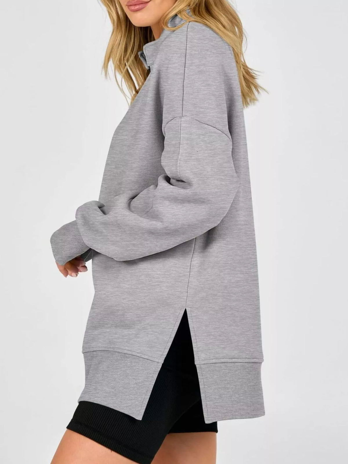 Quarter-Zip Dropped Shoulder Sweatshirt