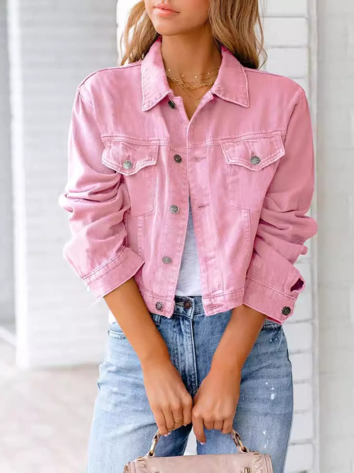 Button Up Long Sleeve Denim Jacket