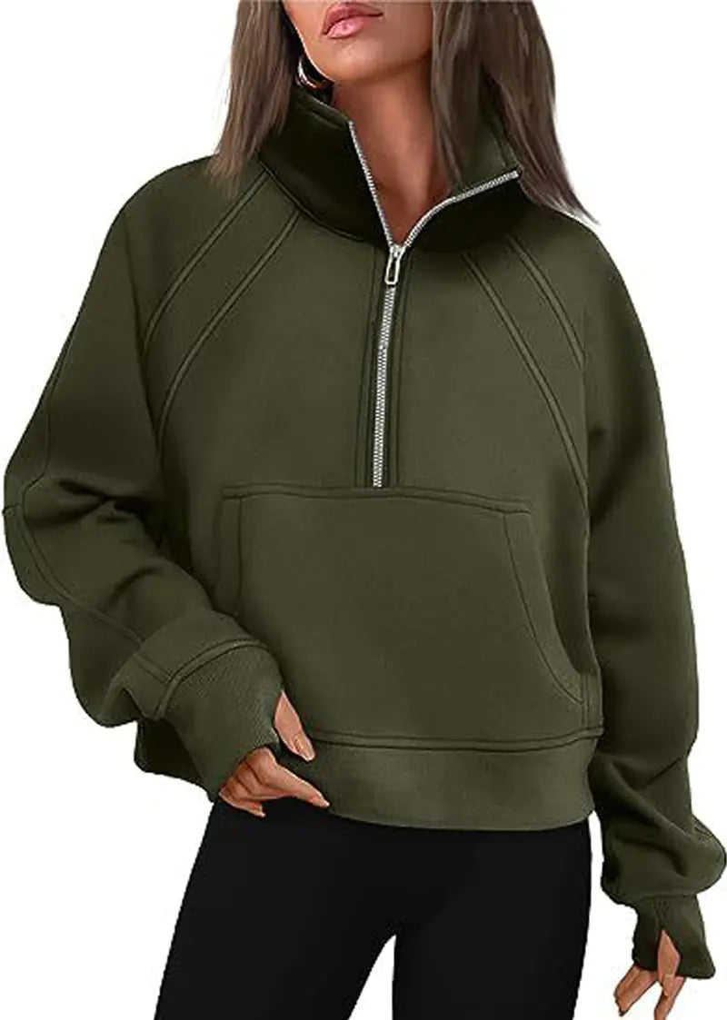 Autumn/Winter Women's Plush Half Zipper Sweatshirt