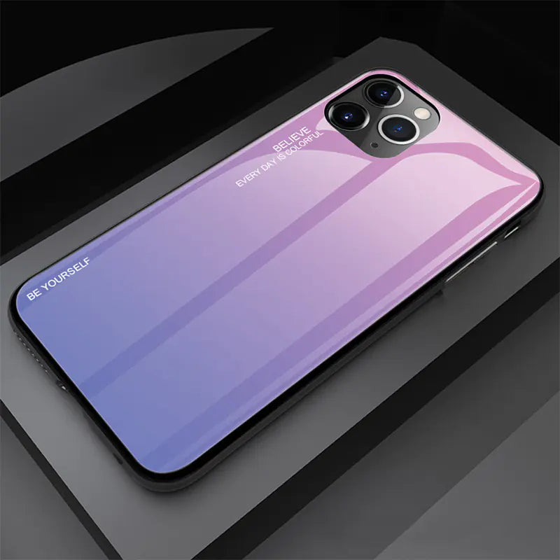Gradient Tempered Glass Phone Case with Drop Protection