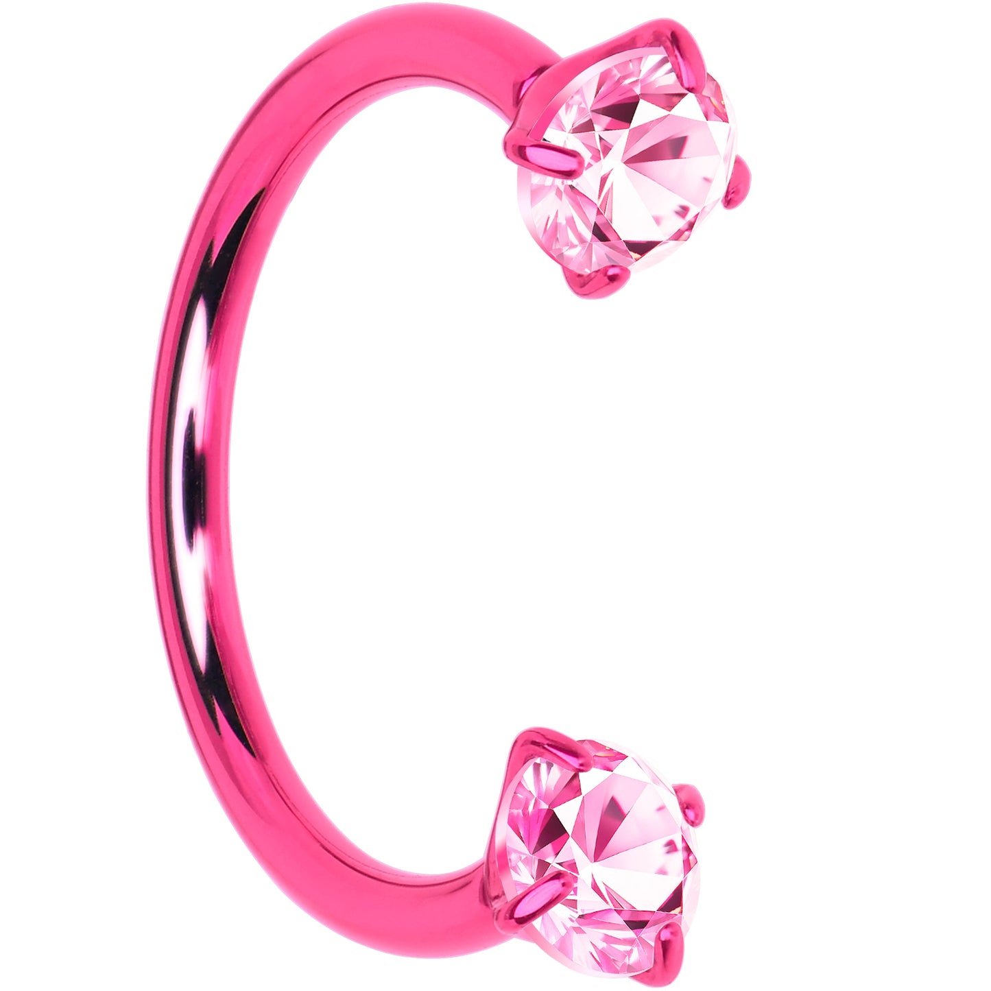 Piercing de nariz con herradura de doble gema rosa - Titanio sólido anodizado
