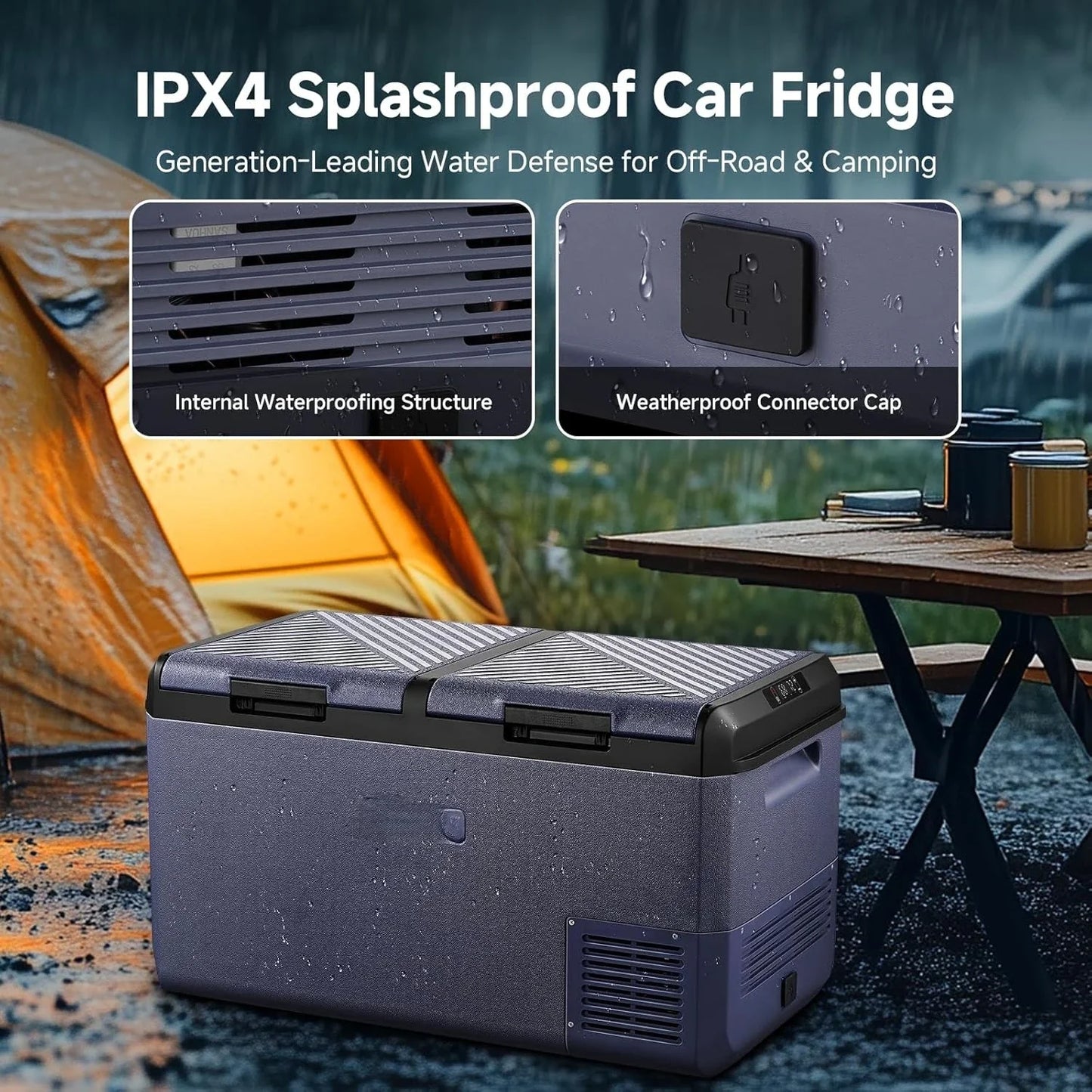 12 Volt Car Refrigerator, 79qt(75l) IPX4 Waterproof Electric Cooler