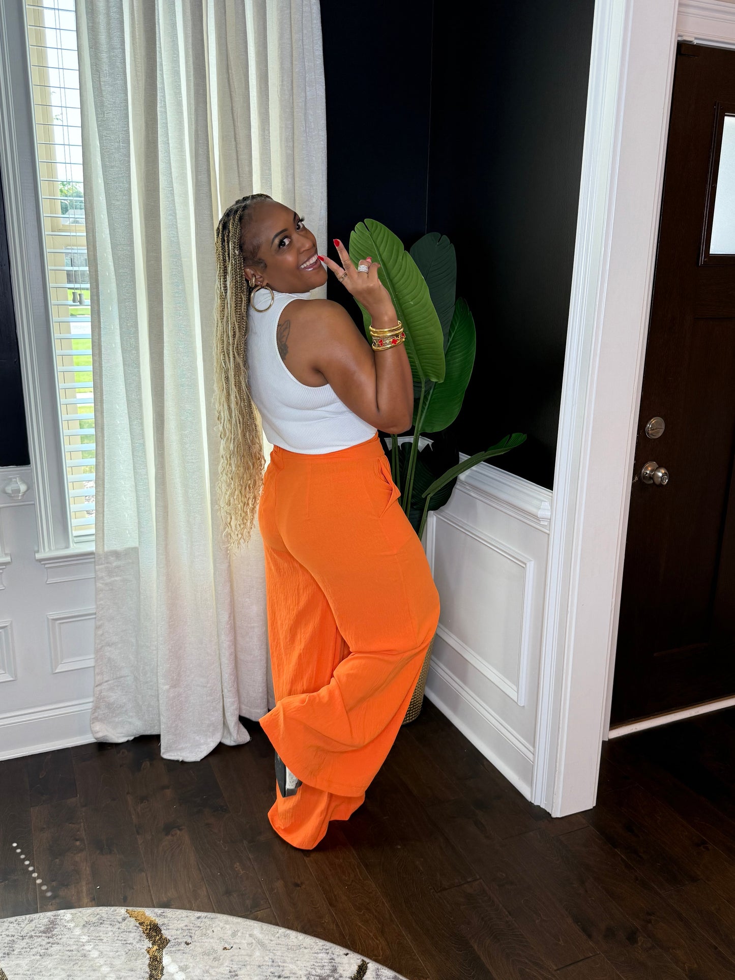 Pantalones Anchos Naranjas