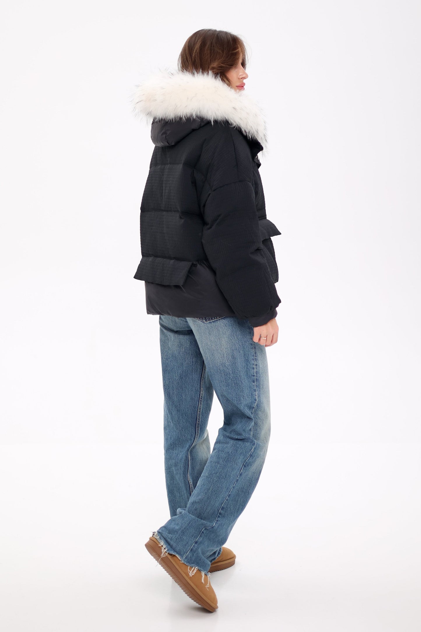 Parka de piel auténtica de zorro ártico con relleno de plumón