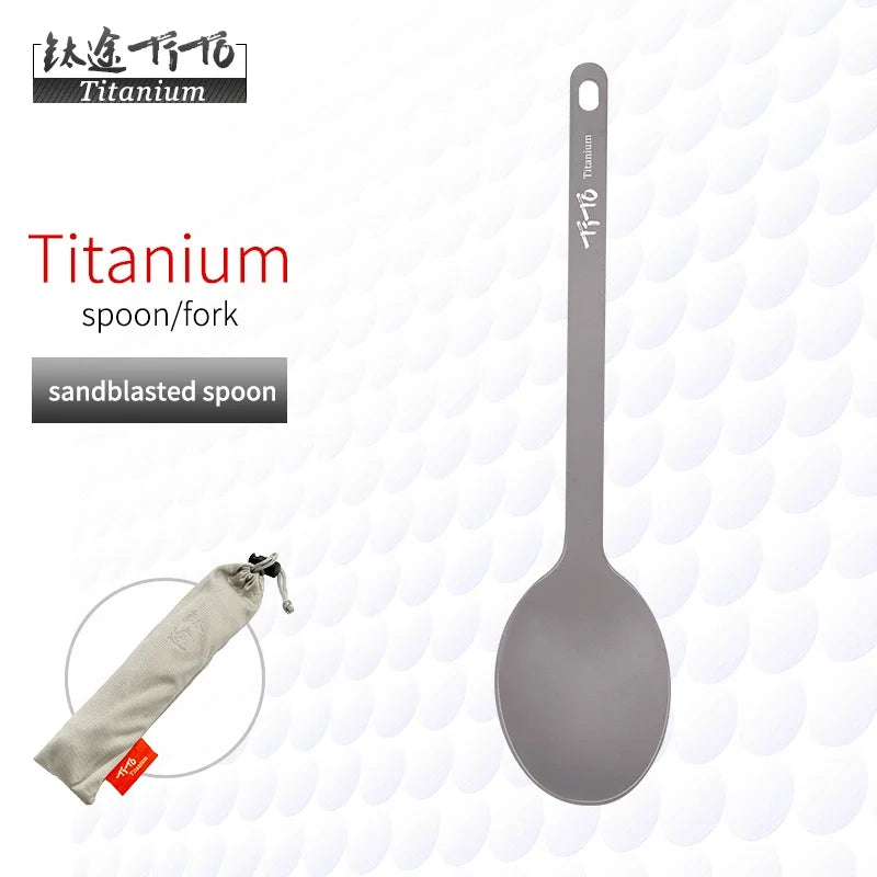 TiTo Outdoor Camping Titanium Spork 13.8g Ultralight Titanium Spoon Long Handle Spoon Outdoor Camping Picnic Titanium Fork