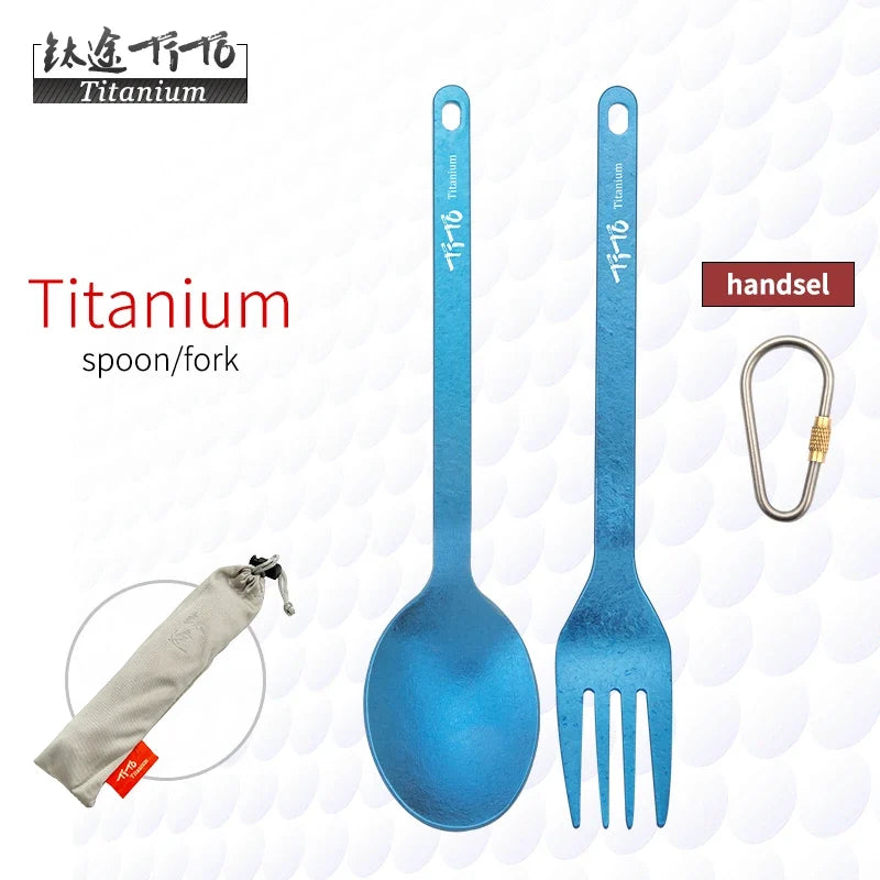 TiTo Outdoor Camping Titanium Spork 13.8g Ultralight Titanium Spoon Long Handle Spoon Outdoor Camping Picnic Titanium Fork