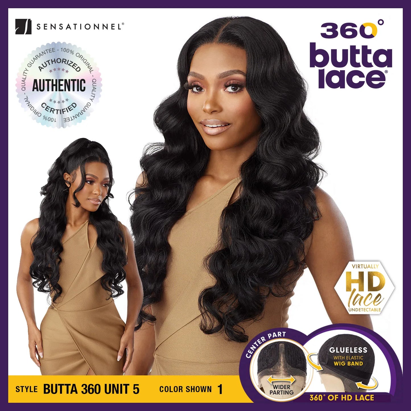 Sensationnel Peluca Frontal de Encaje HD Glueless Butta 360 Unidad 5 - Encaje 360, Sin Pegamento, Línea de Cabello Pre-Arrancada