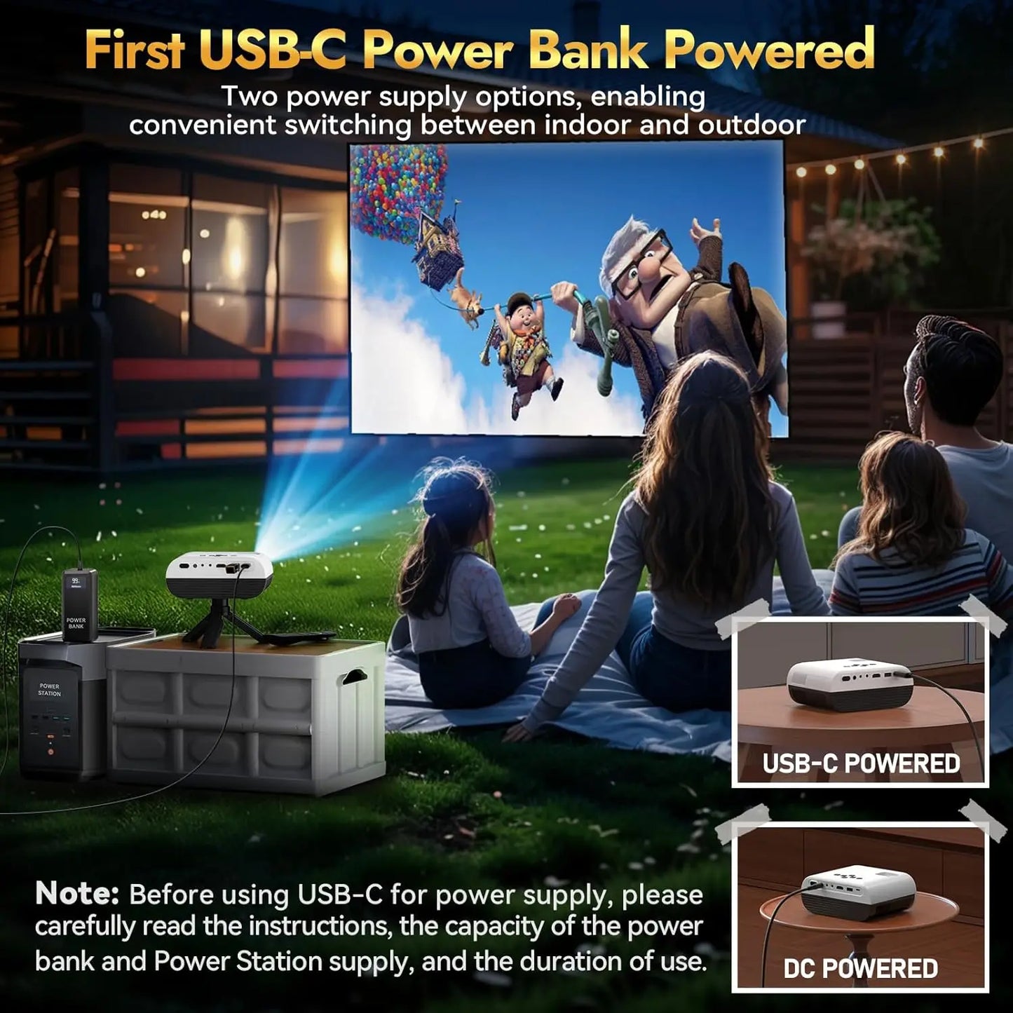 1080p Full HD Portable Projector, Bluetooth Movie Projector with