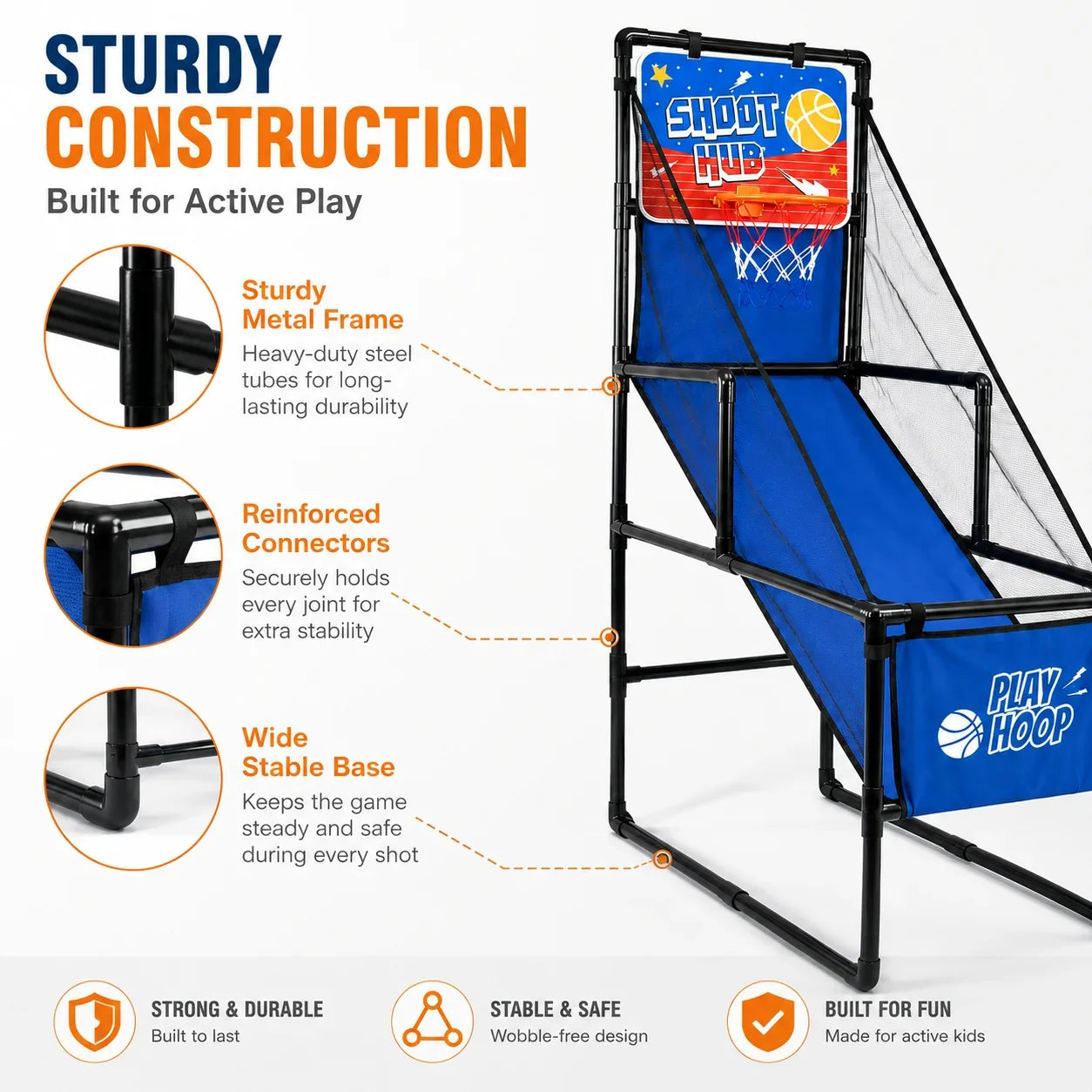 Kids Basketball Arcade Game Indoor Basketball Hoop Set with 2 Balls & Pump Foldable Shooting Game Toy for Toddlers Children Ages 3+