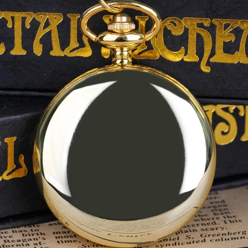 Luxury Gold Quartz Pocket Watch Gift Box Set For Family Fashion Casual Necklace Pendant Unisex Pocket&Fob Chain Watches with Box