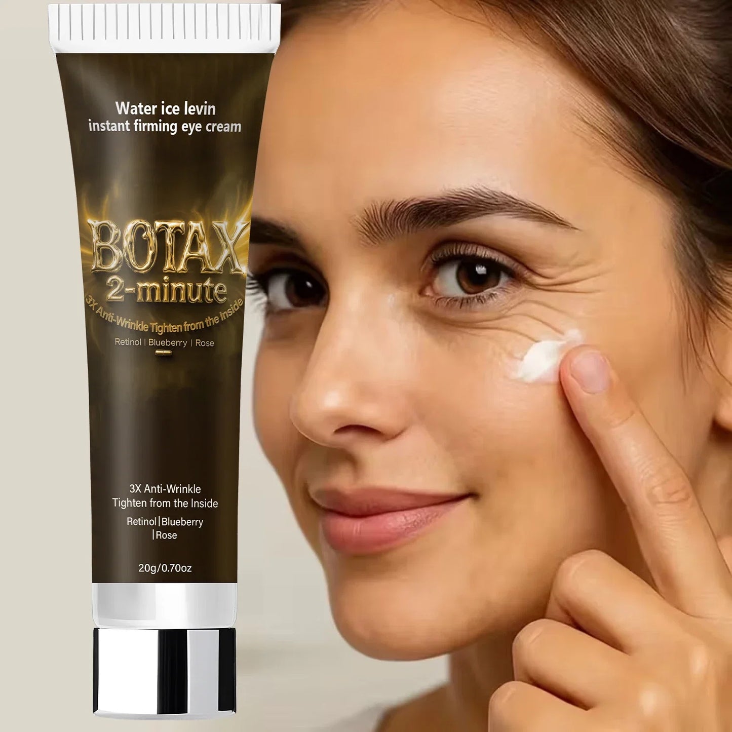 Instant Firming Eye Cream with Retinol & Hyaluronic Acid, 3X Anti-Wrinkle, Tightens from Inside, Blueberry & Rose Extract.
