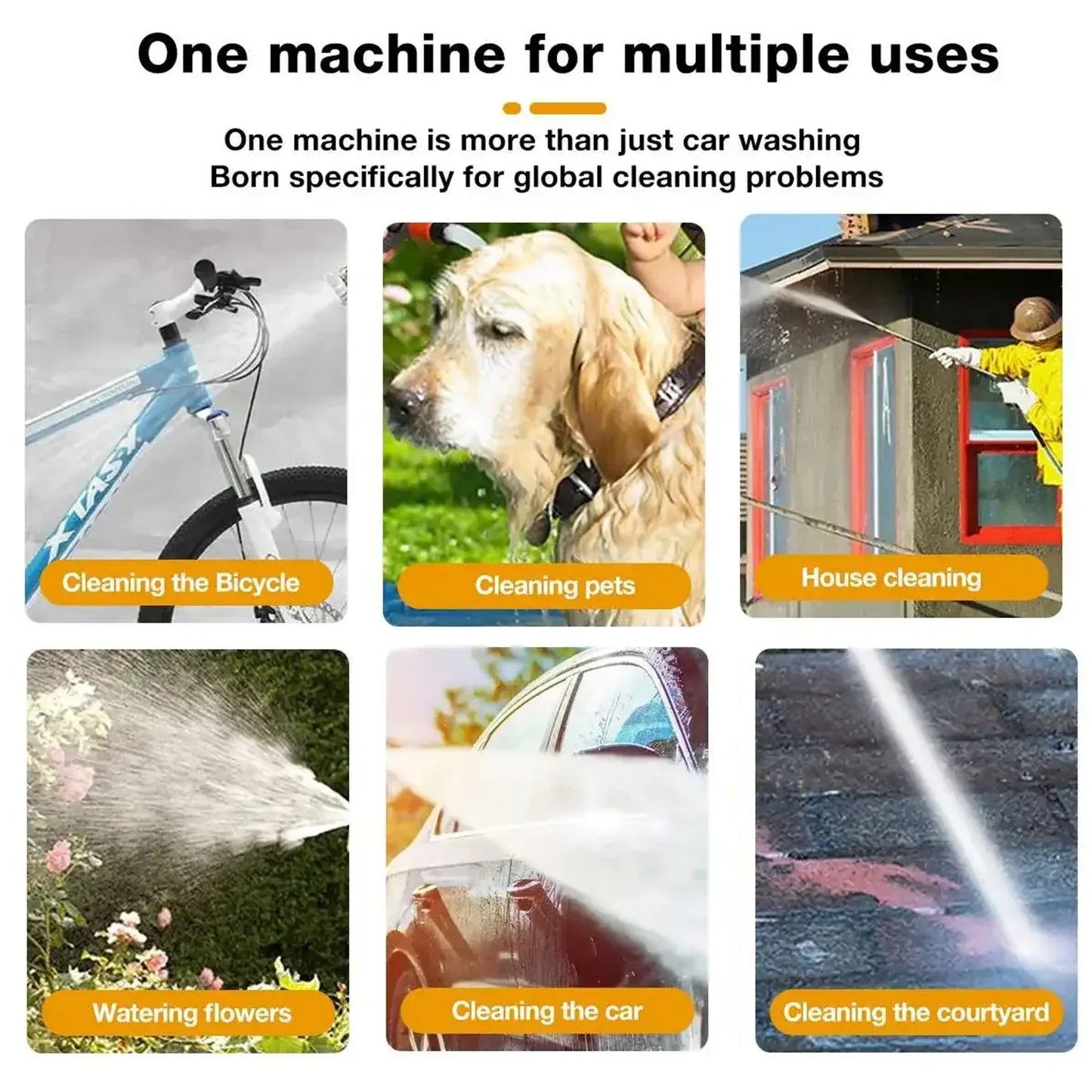 1500W 40-50 Bar Cordless High Pressure Cleaner Washer Spray Water Gun Car Wash Pressure Water Cleaning Machine for Car Garden